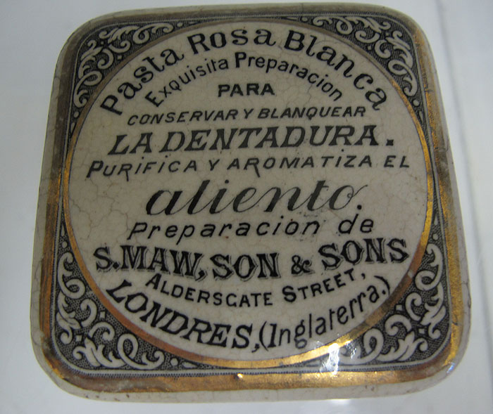 c-1889-s-maw-sons-chemist-spanish-ad-toothpaste-antique-luster-pot